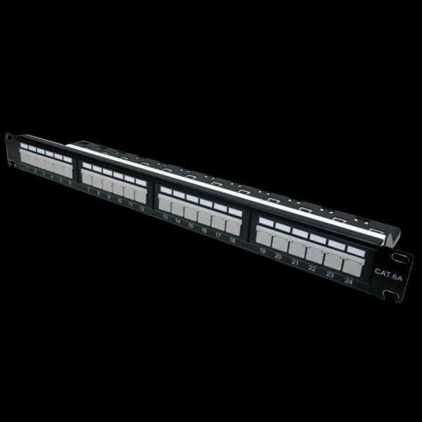 L&W ELECTRONICAL LW-PP74 Патч-панель 19" 24xRJ-45 UTP, кат. 6a, із заднім організатором з пластиковими шторками, LW 99-00006946 фото